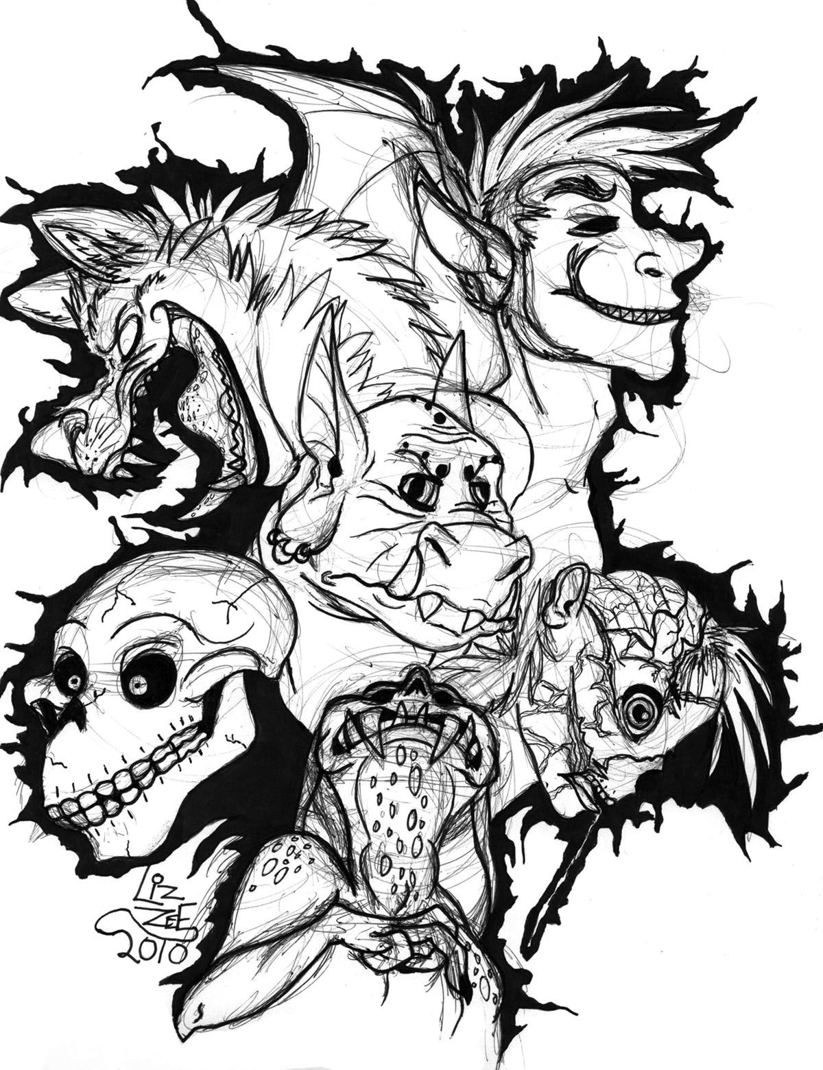 Monsters Coloring Page