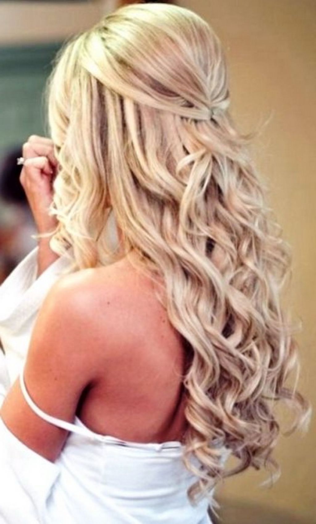 Half Up Long Down Curls Bridal Hair Ideas